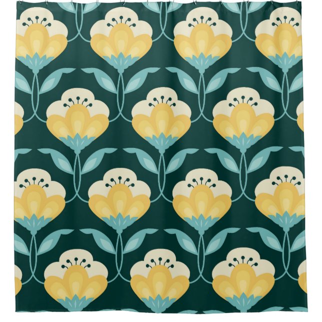 Rideaux De Douche Motif Vintage rétro Floral (Devant)