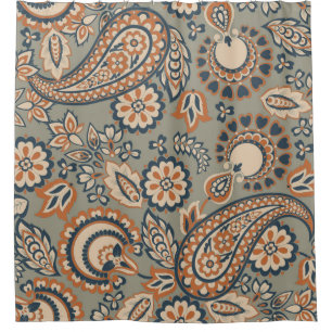 Rideaux De Douche Motif vintage sans couture Paisley. Arrière-groupe