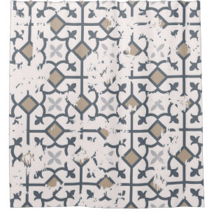 Rideaux De Douche Motif vintage transparent avec effet attriti