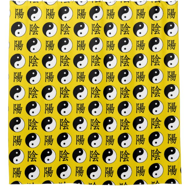 Rideaux De Douche Motif Yinyang Arrière - plan jaune (Devant)