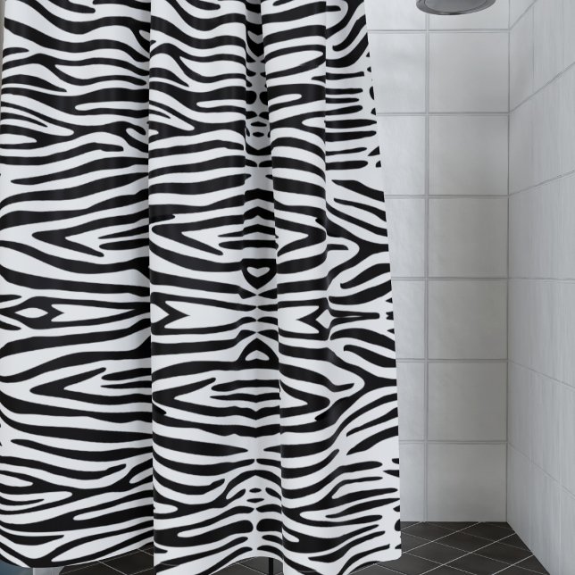 Rideaux De Douche Motif Zebra Stripes Poster de animal noir et blanc (Step up your shower game with this fierce yet fashionable zebra print shower curtain)