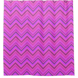 Rideaux De Douche Motif zigzag à rayures roses