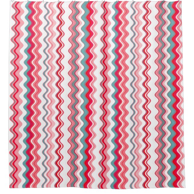 Rideaux De Douche Motif Zigzag bleu rose (Devant)