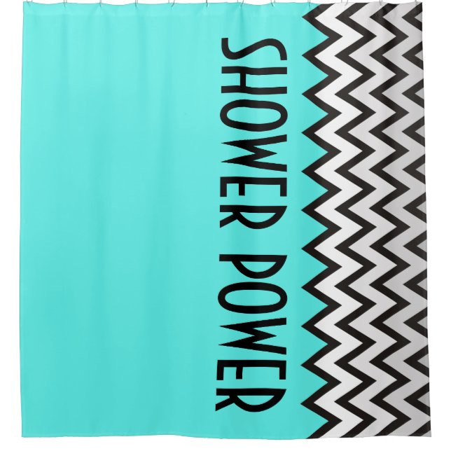 Rideaux De Douche Motif Zigzag - noir blanc gris + votre backgr. (Devant)