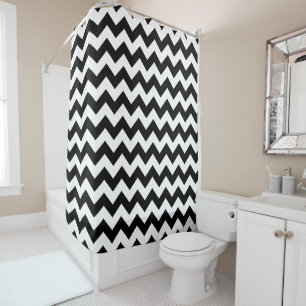 Rideaux De Douche Motif Zigzag noir et blanc, Motif Chevron