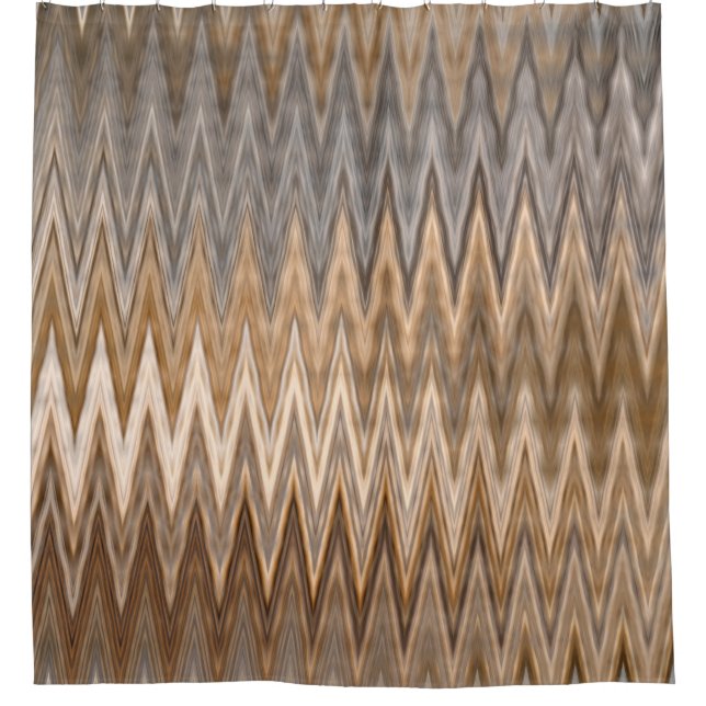 Rideaux De Douche Motif Zigzag Ondulé Brun Beige Gris (Devant)