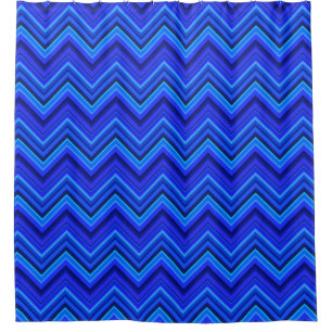 Rideaux De Douche Motif zigzag rayures bleues
