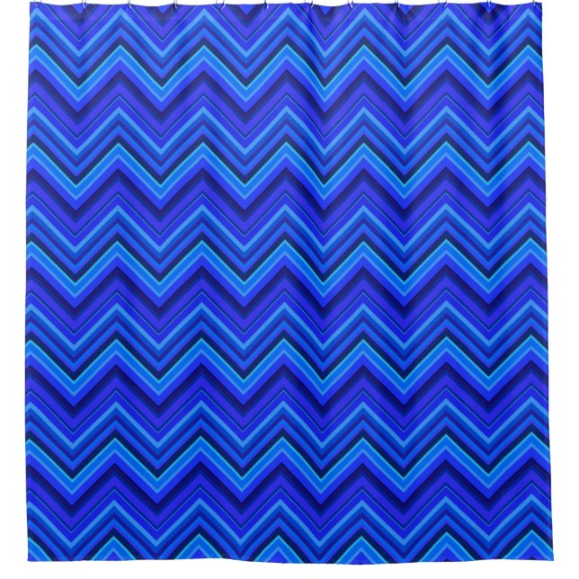 Rideaux De Douche Motif zigzag rayures bleues (Devant)