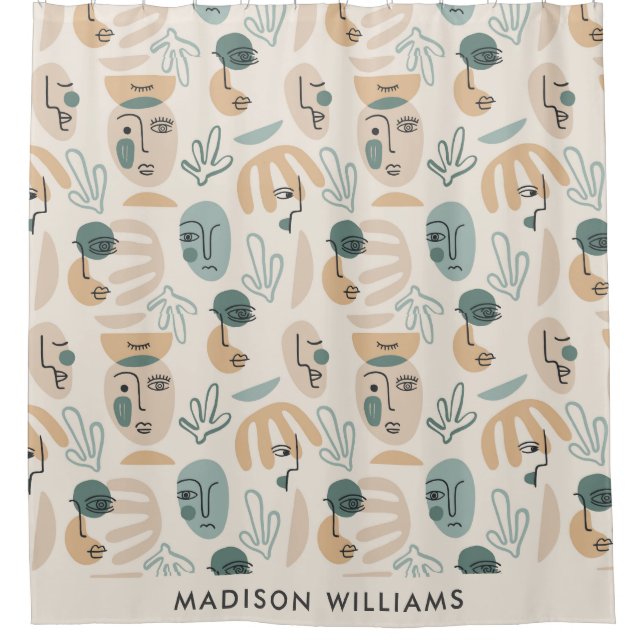 Rideaux De Douche Motifs botaniques personnalisés avec nom personnal (Devant)