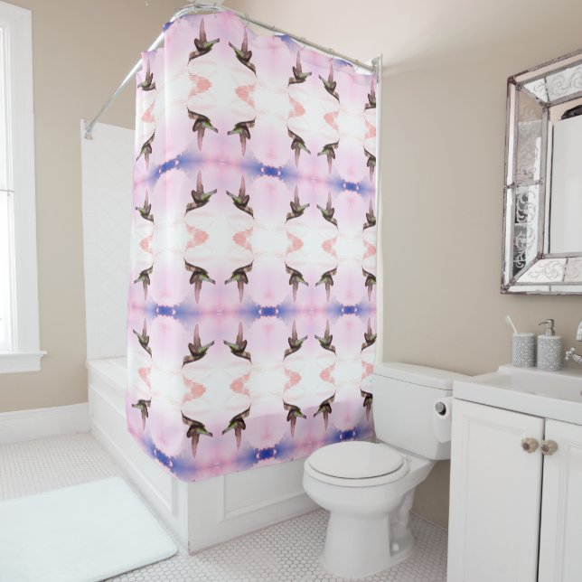 Rideaux De Douche Motifs de colibris (En situation)