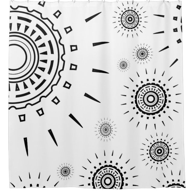 Rideaux De Douche Motifs d'éclats noirs sur fond blanc (Devant)