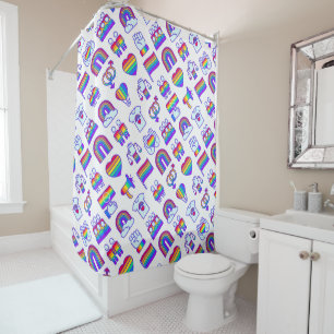 Rideaux De Douche Motifs d'icônes arc-en-ciel colorées