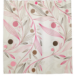Rideaux De Douche Motifs floraux simples - rose, crème, brun, beige