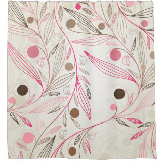 Rideaux De Douche Motifs floraux simples - rose, crème, brun, beige