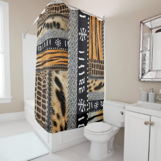 Rideaux De Douche "Motifs géométriques avec un Mo d'animal qui s'att