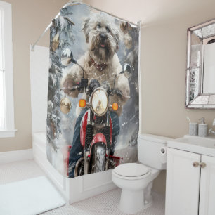 Rideaux De Douche Moto à chiens Havanais Noël