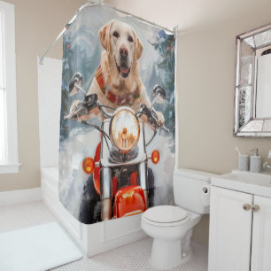 Rideaux De Douche Moto à chiens Labrador Noël