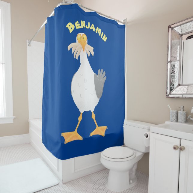 Rideaux De Douche Mouette drôle avec frites dessin animé (En situation)