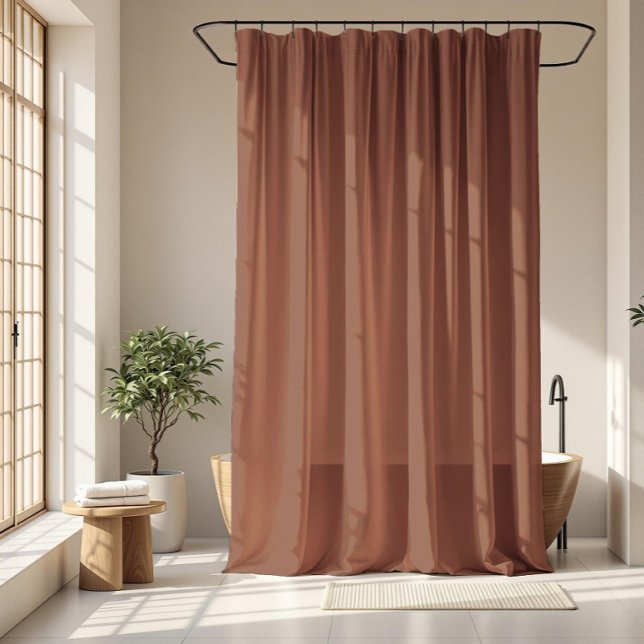 Rideaux De Douche Mousse de Mocha Couleur Uni Brun Chocolat Clair  (Mocha Mousse solid color minimalist design shower curtain.)
