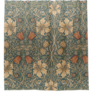 Rideaux De Douche Mouvement Arts and Crafts Motif Golden Lily