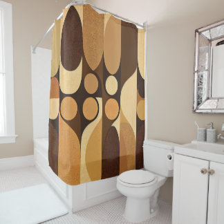 Rideaux De Douche Moyen Siècle Moderne Abstrait Rétro Brown Tone Ter