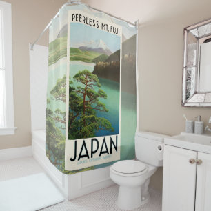 Rideaux De Douche Mt Fuji Japon affiche Voyage Art Vintage
