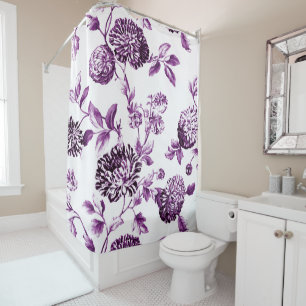 Rideaux De Douche Mulberry Blue Purple Vintage Floral Toile No. 2