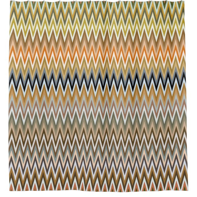 Rideaux De Douche Multicolor Zigzag Motif (Devant)