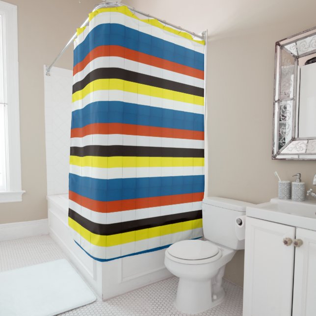 Rideaux De Douche Multicolore strié (En situation)