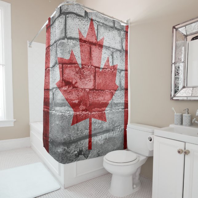 Rideaux De Douche Mur du drapeau du Canada (En situation)