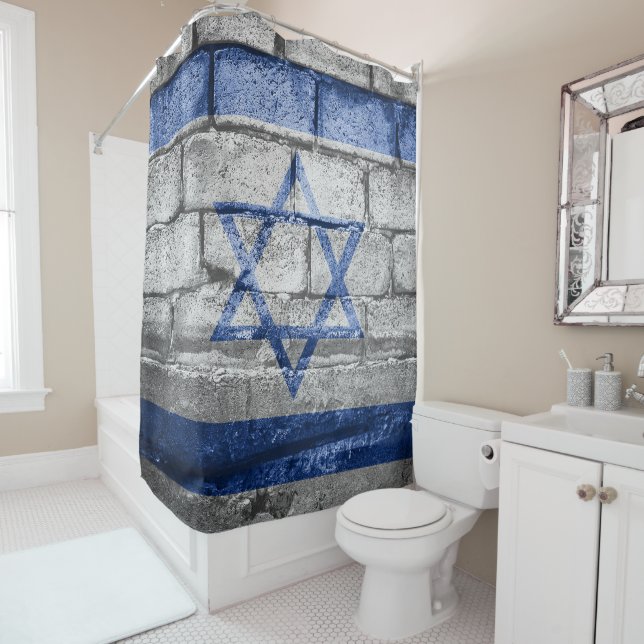 Rideaux De Douche Mur du drapeau israélien (En situation)