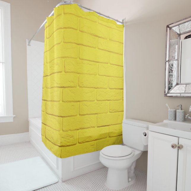 Rideaux De Douche mur en brique jaune (En situation)