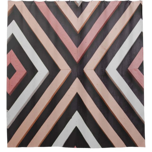 Rideaux De Douche Mur rose, noir et blanc (Devant)