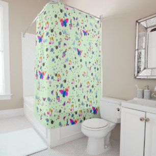 Rideaux De Douche Musique de danse des couleurs sur le vert