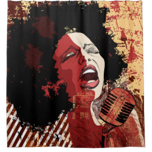 Rideaux De Douche Musique Jazz - afro-américain chanteur de jazz sur
