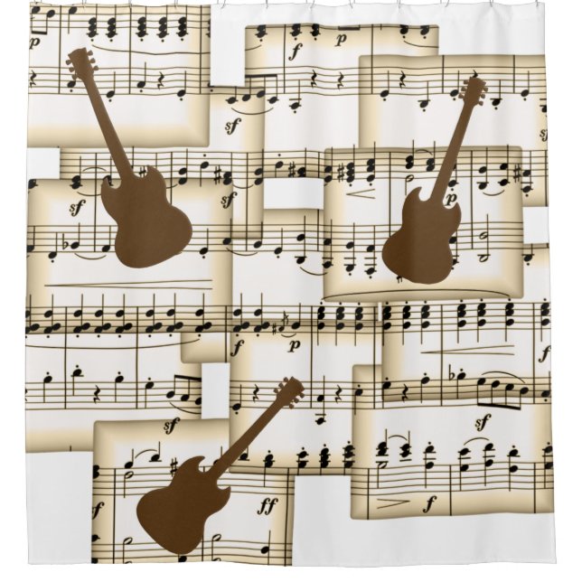 Rideaux De Douche musique papier guitare arrière - plan (Devant)