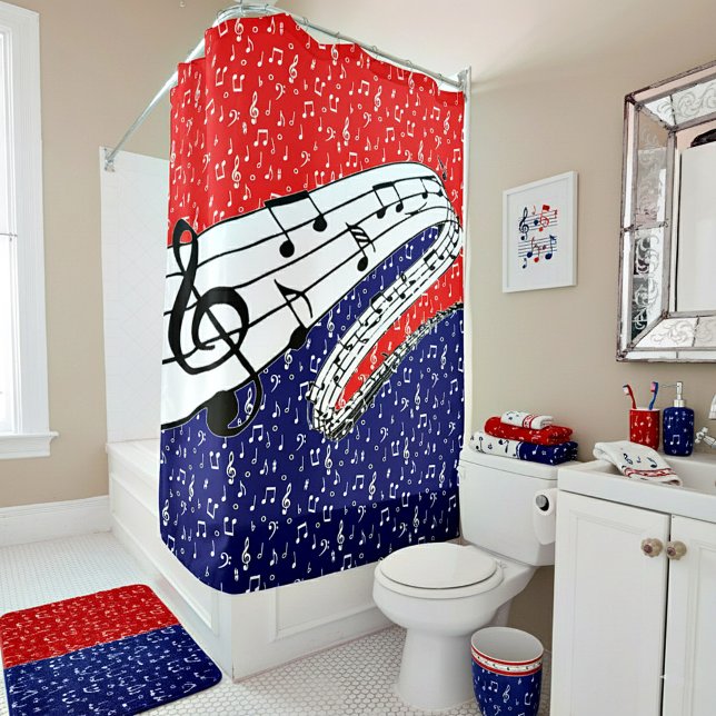 Rideaux De Douche Musique rouge blanc et bleu (Créateur téléchargé)