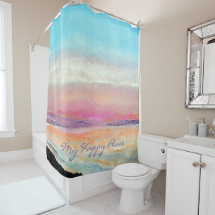 Rideaux De Douche My Happy Place Pastel Beach Sunset