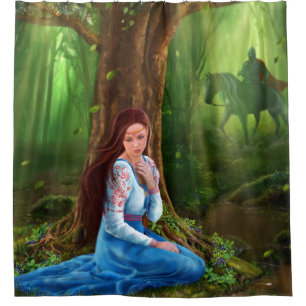 Rideaux De Douche Mystère Fairytale Maiden et Prince dans la forêt