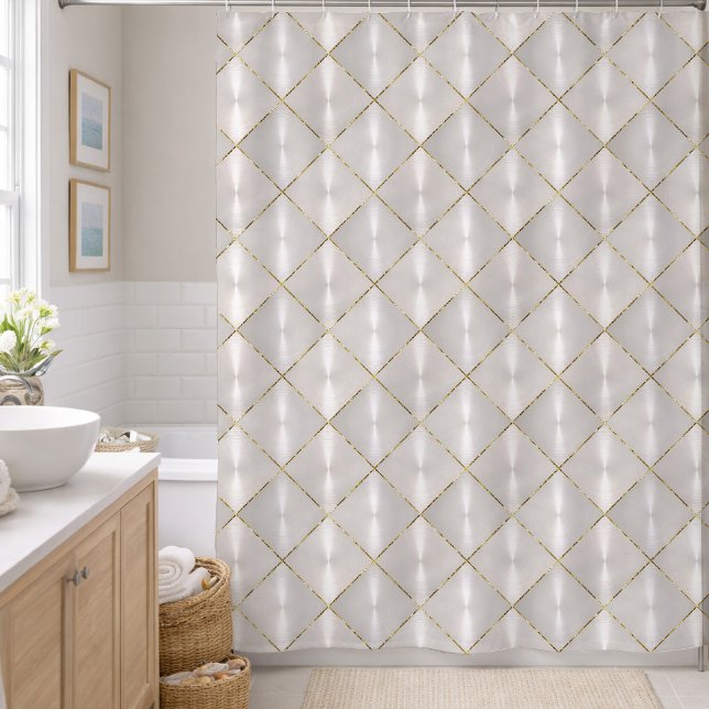 Rideaux De Douche Nacre blanche avec or (Créateur téléchargé)