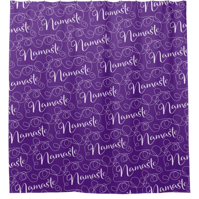 Rideaux De Douche NAMASTE blanc transparent motif avec LIGNES (Devant)