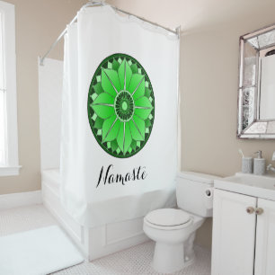 Rideaux De Douche NAMASTE Green Lotus Mandala Nouvel Âge Personnalis