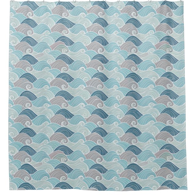 Rideaux De Douche Nappe de table Vague Océanique dans des nuances de (Devant)
