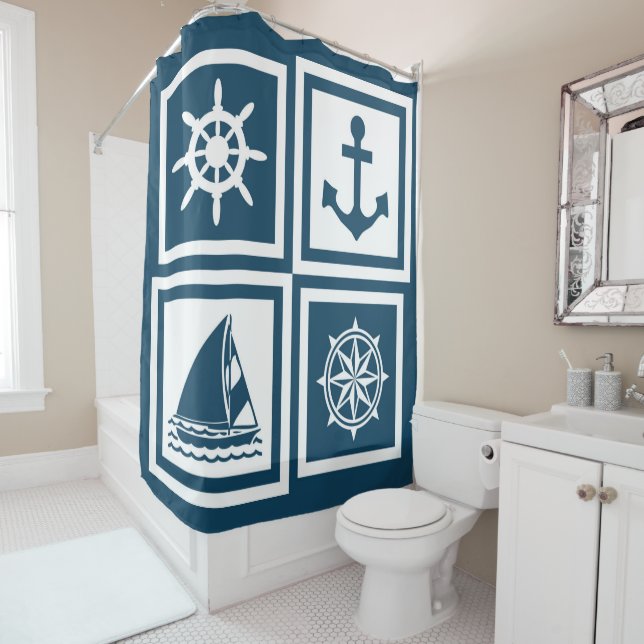 Rideaux De Douche Nautical themed design (En situation)