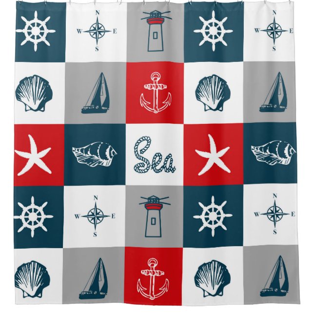 Rideaux De Douche Nautical themed design (Devant)