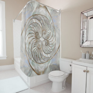 Rideaux De Douche Nautilus Shell - Mère de Pearl et d'or