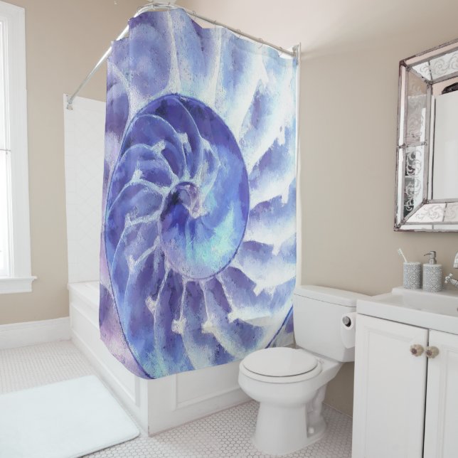 Rideaux De Douche Nautilus violet (En situation)