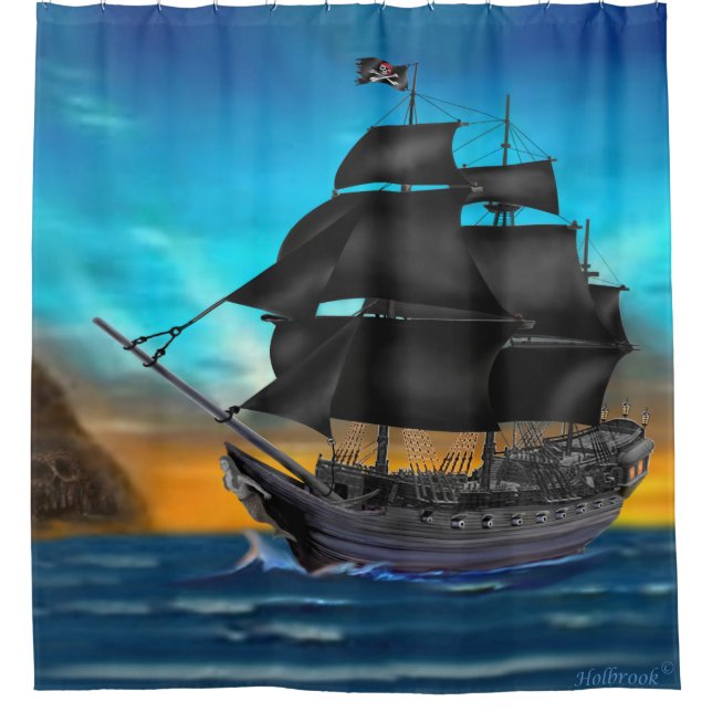 RIDEAUX DE DOUCHE NAVIRE PIRATE (Devant)
