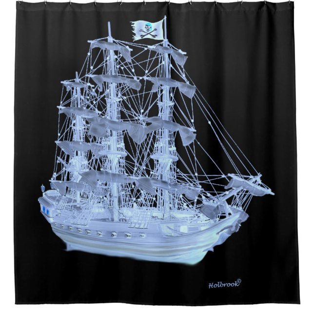 RIDEAUX DE DOUCHE NAVIRE PIRATE DÉPLOYÉ (Devant)