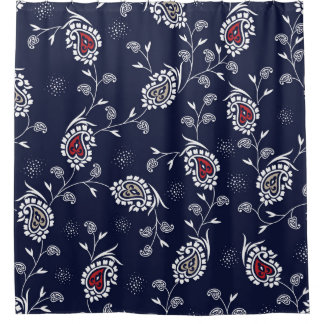 Rideaux De Douche Navy Paisley : Design Motif élégant.